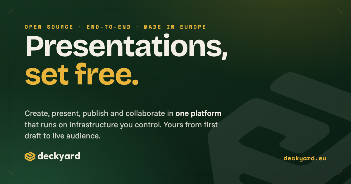 Deckyard social card reading "Presentations, set free"
