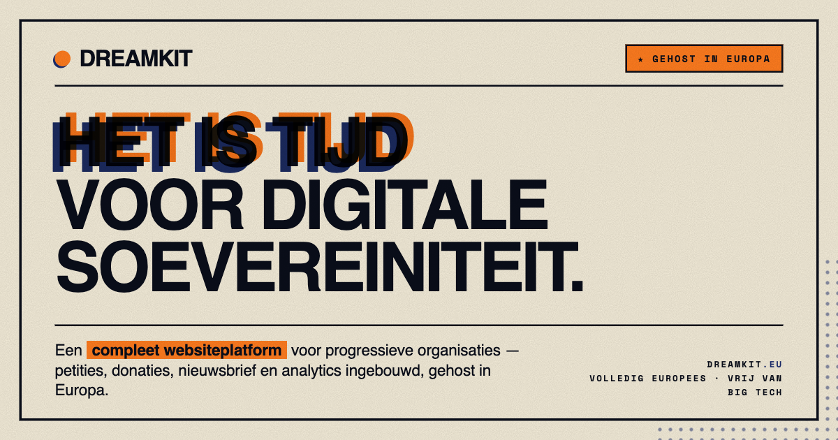 Dreamkit social card reading "Het is tijd voor digitale soevereiniteit"